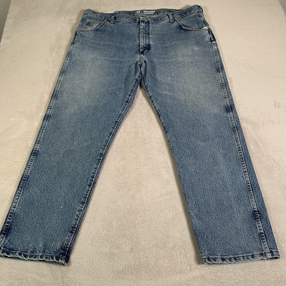 Wrangler 47MWZ Advanced Comfort Jeans Mens 40x30 Blue Straight Stretch Denim